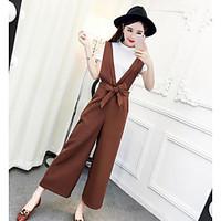 Women\'s Casual/Daily Sophisticated Spring Summer T-shirt Pant Suits, Solid Round Neck Short Sleeve