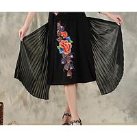 Women\'s Holiday Midi Skirts Swing Pure Color Solid Summer