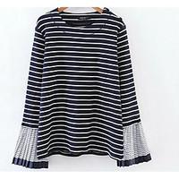 womens casualdaily going out sweatshirt solid striped round neck micro ...