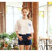 womens casualdaily cute t shirt letter round neck short sleeve cotton