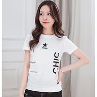 womens casualdaily cute summer t shirt solid letter round neck short s ...