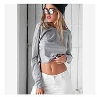 womens casualdaily simple t shirt solid round neck long sleeve cotton  ...