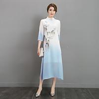 womens going out casualdaily loose dress embroidered notch lapel midi  ...