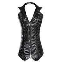 women overbust corset genuine leather hook eye