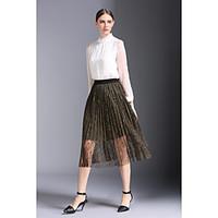 womens casualdaily midi skirts swing solid summer