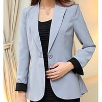 Women\'s Work Simple Spring Blazer, Solid V Neck ½ Length Sleeve Long Cotton