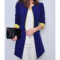 womens casualdaily simple spring blazer solid round neck long sleeve l ...