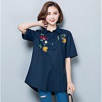 womens casualdaily holiday vintage chinoiserie shirt solid floral shir ...