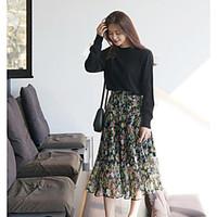 Women\'s Casual/Daily Midi Skirts Swing Print Summer