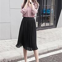 womens casualdaily midi skirts swing solid summer