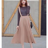 womens casualdaily midi skirts swing solid summer