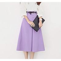 womens casualdaily midi skirts a line solid summer