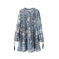 womens going out casualdaily loose dress floral crew neck above knee l ...