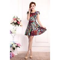 womens casualdaily simple swing dress print cowl above knee sleeveless ...