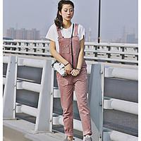 womens high rise inelastic overalls pants simple slim solid