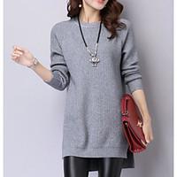 womens casualdaily simple long pullover solid round neck long sleeve r ...