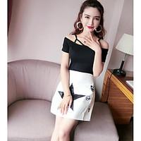 womens casualdaily simple summer t shirt skirt suits print boat neck s ...