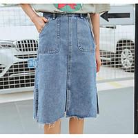 womens casualdaily midi skirts a line solid summer