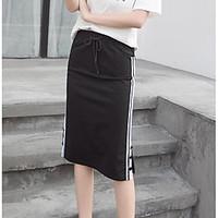 womens casualdaily midi skirts a line solid summer