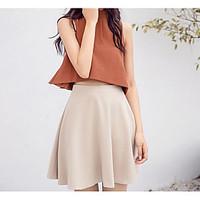 womens casualdaily knee length skirts a line solid summer