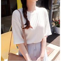 womens going out vintage street chic t shirt solid round neck short sl ...