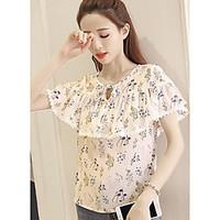 womens going out cute blouse floral round neck short sleeve others