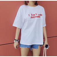 womens casualdaily cute summer t shirt letter round neck short sleeve  ...