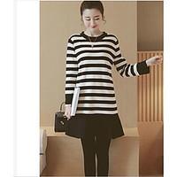 womens casualdaily simple sweater dress striped round neck mini long s ...