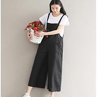 womens mid rise micro elastic overalls pants street chic loose solid