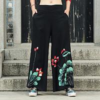 womens high rise strenchy chinos pants chinoiserie vintage wide leg so ...