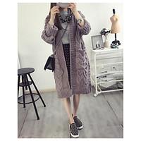 womens going out street chic long cardigan solid red green purple v ne ...