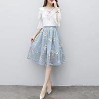 womens going out street chic summer blouse skirt suits print v neck 12 ...