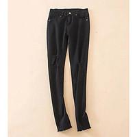 womens high rise micro elastic chinos pants street chic straight skinn ...