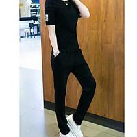 womens casualdaily sports simple active summer t shirt pant suits soli ...