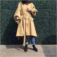 womens casualdaily simple spring fall trench coat solid v neck long sl ...
