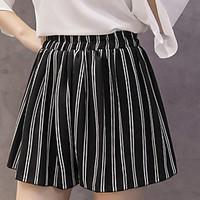 womens high rise strenchy loose shorts pants cute simple loose stripe  ...