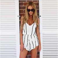 Women\'s Going out Casual/Daily Street chic Sophisticated Blouse Dress Suits, Striped Deep V