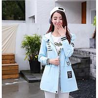 womens casualdaily cute spring coat solid shirt collar long sleeve lon ...