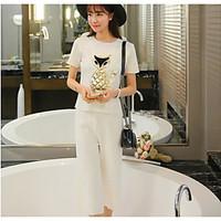 womens casualdaily simple summer t shirt skirt suits solid round neck  ...