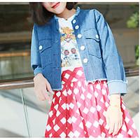 womens casualdaily street chic fall denim jacket solid round neck long ...