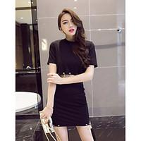 Women\'s Casual/Daily Vintage Summer Shirt Skirt Suits, Solid Round Neck Short Sleeve