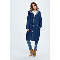 womens casualdaily simple winter denim jacket solid round neck long sl ...