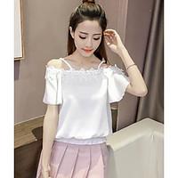 womens casualdaily simple spring summer blouse solid boat neck sleevel ...