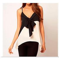 womens casualdaily simple blouse patchwork strap sleeveless cotton