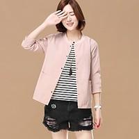 womens casualdaily simple spring fall jacket solid round neck long sle ...
