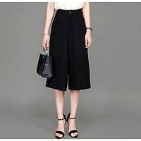 womens mid rise micro elastic wide leg pants simple relaxed solid