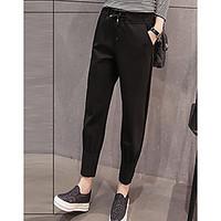 womens high rise micro elastic chinos pants simple slim solid