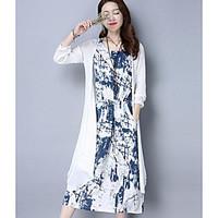 womens casualdaily simple summer blouse dress suits print round neck s ...