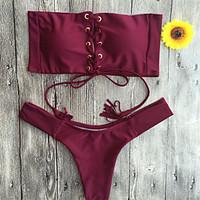 womens bandeau bikini solid polyester