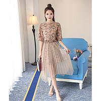 womens going out casualdaily a line dress print round neck midi asymme ...